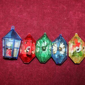 Vintage Diorama Mirror Jewel Brite Ornaments - Set 5